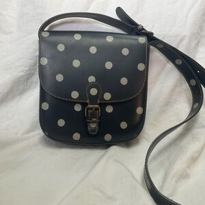 Cath Kidston Black Leather Structured Polka Dot Crossbody Bag